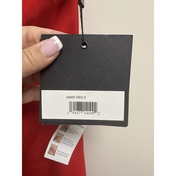 Ieena for Mac Duggal 26665 Red Bow One Shoulder Side Slit Gown READ - Picture 8 of 13